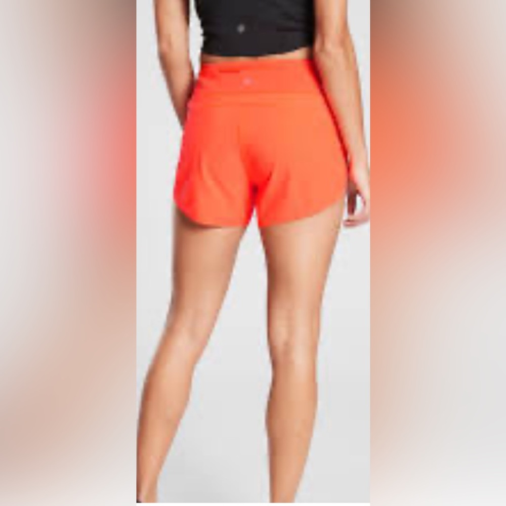 Athleta Women's High-Waist Active Shorts in Bright Orange - Picture 2 of 6